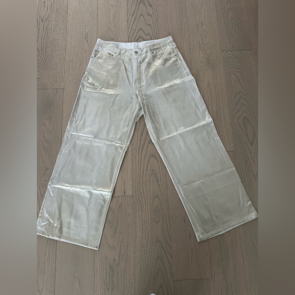 Zara wide leg Gold coated jeans